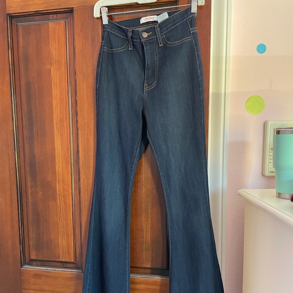 Dark wash high waisted flare/bootcut jeans